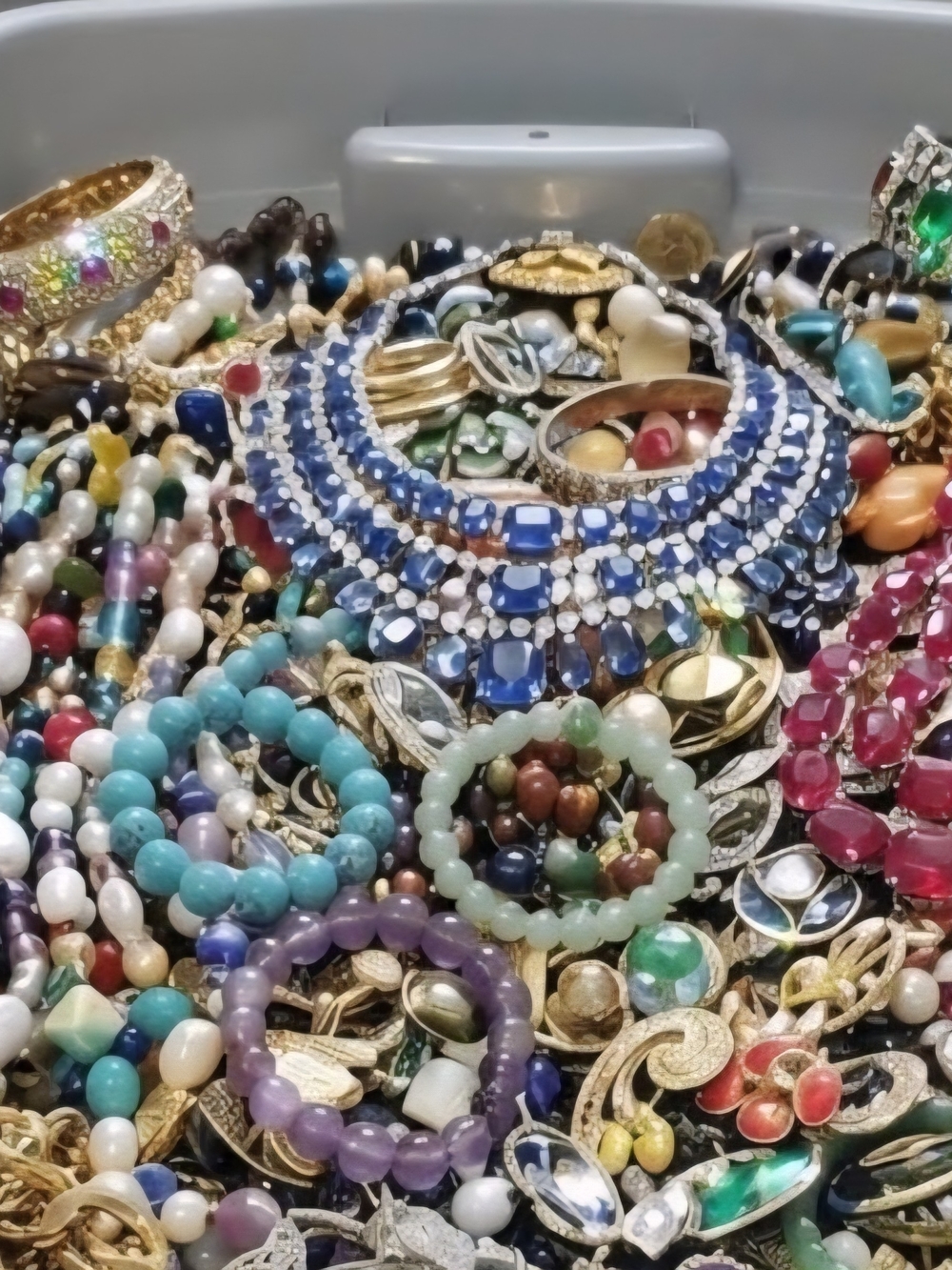 Assorted Vintage To Now Multicolor Jewelry Collection Lot Jar Mystery 3lb Resell